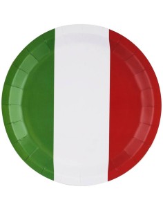 Piatti carta cm. 20 tricolore Italia - Cf. 8 pz