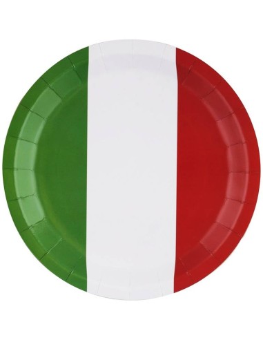 Piatti carta cm. 20 tricolore Italia - Cf. 8 pz