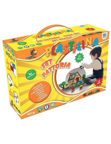 Set fattoria plastilina con 6 vasetti e strumenti