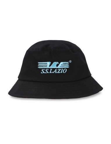 Cappello pescatore nero con logo ricamato SS Lazio