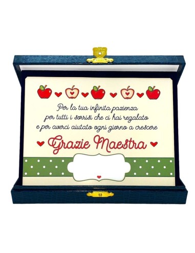 Targa con cofanetto rettangolare Cm. 21x17 - Per la tua infinita pazienza.. grazie Maestra