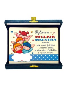 Targa con cofanetto rettangolare Cm. 21x17 - Diploma di miglior Maestra