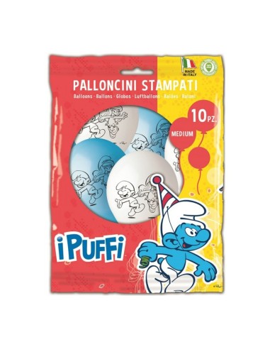 Palloncini in lattice Puffi - Blister 10 pezzi