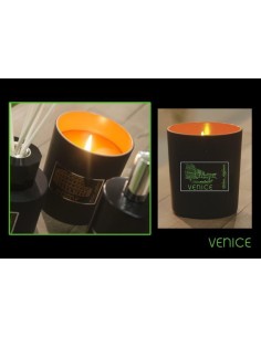 Candela in vetro nero Italian Candle Deluxe Line 150 gr. - Venice - Made in Italy