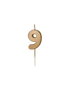 Candelina per torta Cm. 4,5 – Oro Gold metallizzata – Numero 9