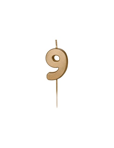 Candelina per torta Cm. 4,5 – Oro Gold metallizzata – Numero 9