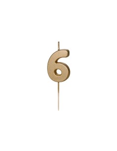 Candelina per torta Cm. 4,5 – Oro Gold metallizzata – Numero 6