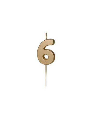 Candelina per torta Cm. 4,5 – Oro Gold metallizzata – Numero 6