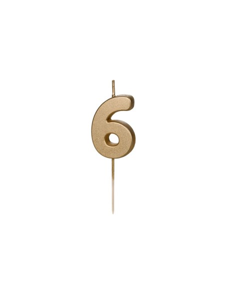 Candelina per torta Cm. 4,5 – Oro Gold metallizzata – Numero 6