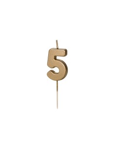 Candelina per torta Cm. 4,5 – Oro Gold metallizzata – Numero 5
