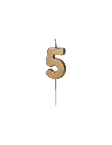 Candelina per torta Cm. 4,5 – Oro Gold metallizzata – Numero 5