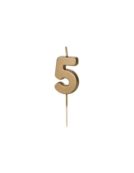 Candelina per torta Cm. 4,5 – Oro Gold metallizzata – Numero 5