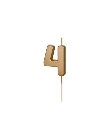 Candelina per torta Cm. 4,5 – Oro Gold metallizzata – Numero 4