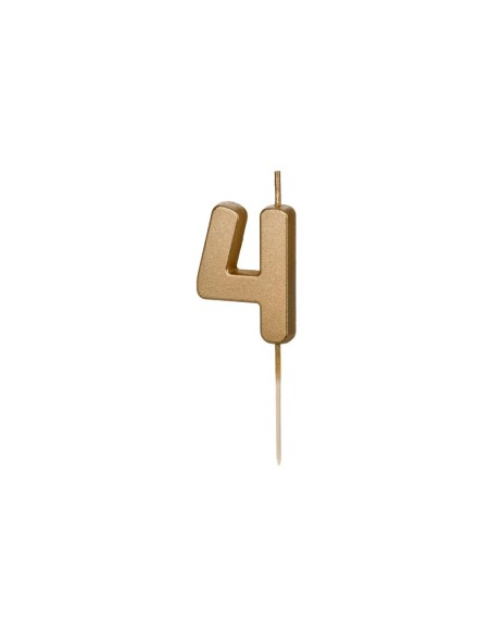 Candelina per torta Cm. 4,5 – Oro Gold metallizzata – Numero 4