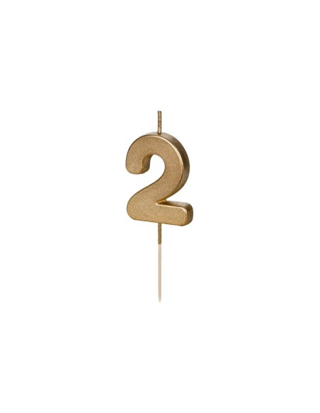Candelina per torta Cm. 4,5 – Oro Gold metallizzata – Numero 2
