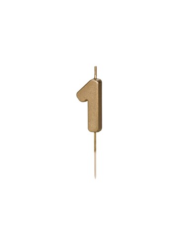 Candelina per torta Cm. 4,5 – Oro Gold metallizzata – Numero 1
