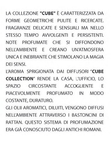 Diffusore essenze Italian Diffuser Cube Collection 200 ML - Cuoio e Cedro - Made in Italy