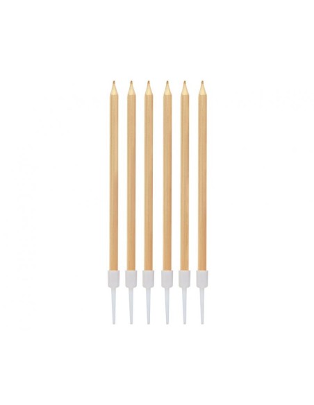 Candeline per torta stelo Cm. 14 - Light Gold Metallizzato - Blister 6 pezzi