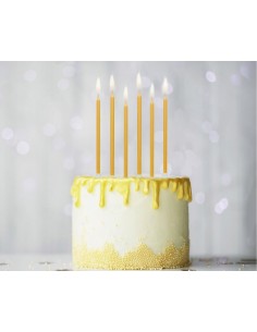 Candeline per torta stelo Cm. 14 - Oro Gold Metallizzato - Blister 6 pezzi 2