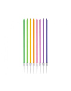 Candeline per torta stelo Cm. 17 - Mix pastello - Blister 8 pezzi