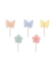 Candelina per torta pick "Butterfly" Farfalle Cm. 3,5 - Blister 5 pezzi