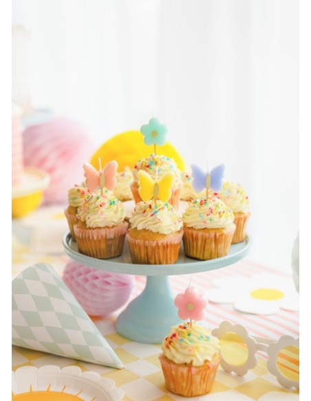 Candelina per torta pick "Butterfly" Farfalle Cm. 3,5 - Blister 5 pezzi