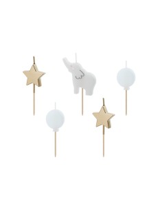 Candelina per torta pick "Elefantino baby" Cm. 3-5 - Blister 5 pezzi