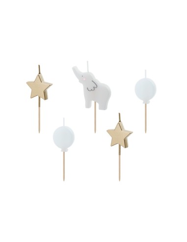 Candelina per torta pick "Elefantino baby" Cm. 3-5 - Blister 5 pezzi
