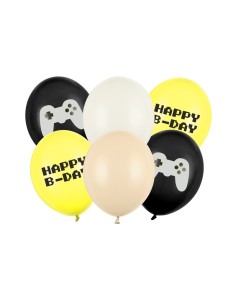 Palloncino lattice Cm. 30 – Happy B-Day mix – Blister 6 pz