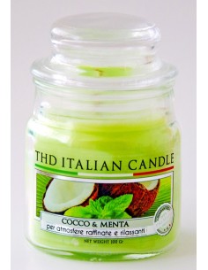 Candela in vaso vetro Italian Candle Premium Small 100 gr. - Cocco e menta - Made in Italy