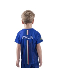 T-shirt blu acetata con stampa tricolore - Italia - Taglia 164 - 14 Anni 2