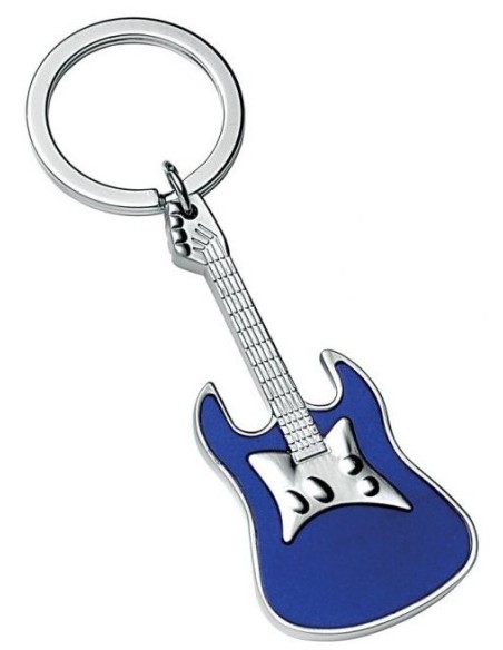 Portachiavi in metallo «Chitarra» blu con scatola regalo