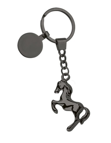 Portachiavi in metallo «Cavallo brunito» con scatola regalo