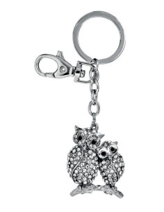 Portachiavi in metallo «Gufetti» con strass