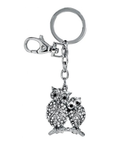 Portachiavi in metallo «Gufetti» con strass