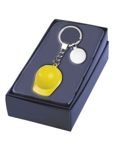 Portachiavi in metallo «Elmetto Casco Giallo» in scatola regalo 2