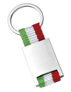 Portachiavi in tessuto e metallo «Tricolore Italia» in scatola regalo