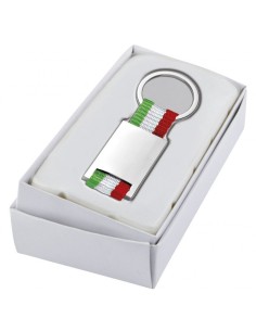 Portachiavi in tessuto e metallo «Tricolore Italia» in scatola regalo 2