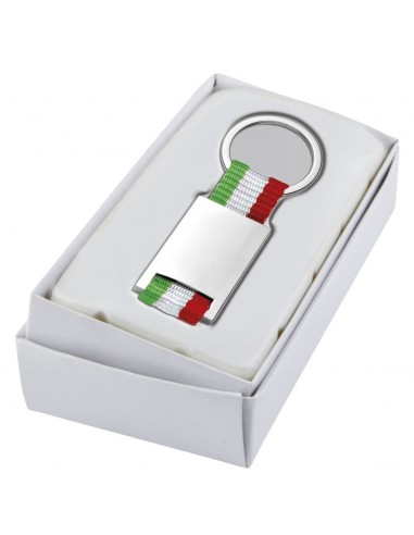 Portachiavi in tessuto e metallo «Tricolore Italia» in scatola regalo