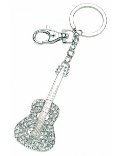Portachiavi metallo «Chitarra» con strass