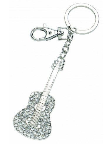 Portachiavi metallo «Chitarra» con strass
