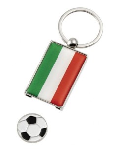 Portachiavi metallo «Bandiera Italiana» con dischetto in scatola regalo