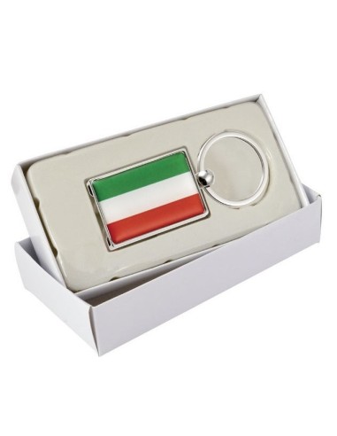 Portachiavi metallo «Bandiera Italiana» con dischetto in scatola regalo