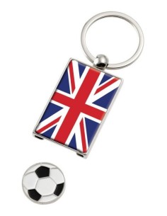 Portachiavi metallo «Bandiera Inglese» con dischetto in scatola regalo