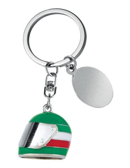 Portachiavi metallo «Casco tricolore» in scatola regalo