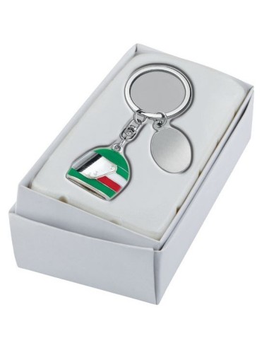 Portachiavi metallo «Casco tricolore» in scatola regalo