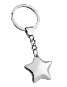 Portachiavi metallo «Stella cromata» in scatola regalo