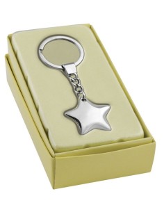 Portachiavi metallo «Stella cromata» in scatola regalo 2