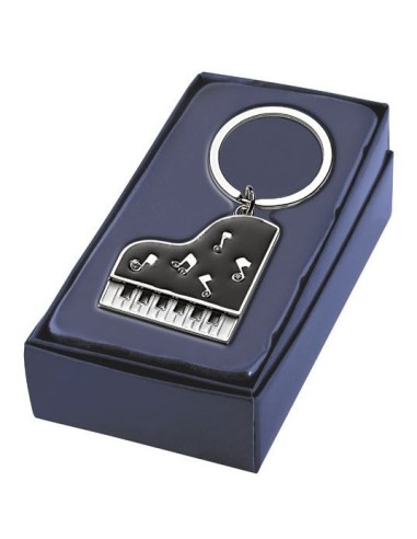 Portachiavi cromato «Pianoforte nero» in scatola regalo