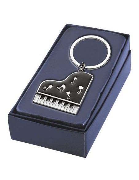 Portachiavi cromato «Pianoforte nero» in scatola regalo